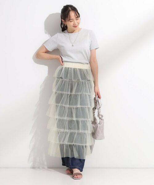 SHOO・LA・RUE / シューラルー ロング・マキシ丈スカート | 【2点セット/S-LL】コーデの主役になる チュールティアードスカート | 詳細5