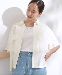 SHOO・LA・RUE / シューラルー シャツ・ブラウス | 【S-LL】一枚でサマ見え チュールドッキングシャツ