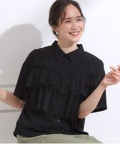SHOO・LA・RUE / シューラルー シャツ・ブラウス | 【S-LL】一枚でサマ見え チュールドッキングシャツ