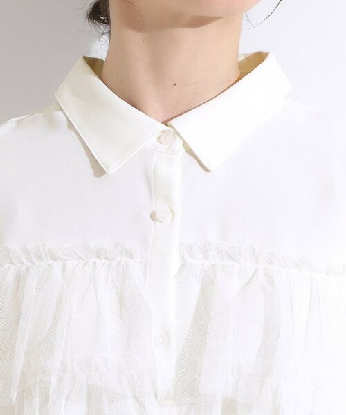 SHOO・LA・RUE / シューラルー シャツ・ブラウス | 【S-LL】一枚でサマ見え チュールドッキングシャツ | 詳細12