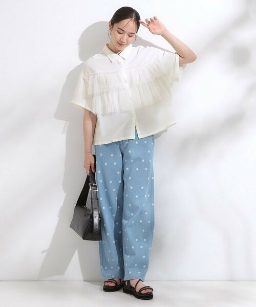 SHOO・LA・RUE / シューラルー シャツ・ブラウス | 【S-LL】一枚でサマ見え チュールドッキングシャツ | 詳細7