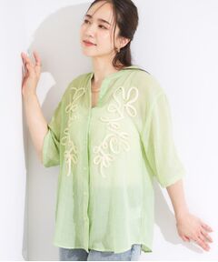 SHOO・LA・RUE / シューラルー シャツ・ブラウス | 【S-LL】一枚で着映え コード刺繍シャツ