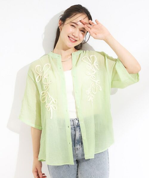 SHOO・LA・RUE / シューラルー シャツ・ブラウス | 【S-LL】一枚で着映え コード刺繍シャツ | 詳細9