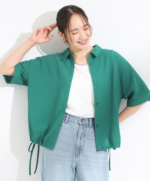 SHOO・LA・RUE / シューラルー シャツ・ブラウス | シルエット変化を楽しめる シアーチェックドロストシャツ | 詳細15