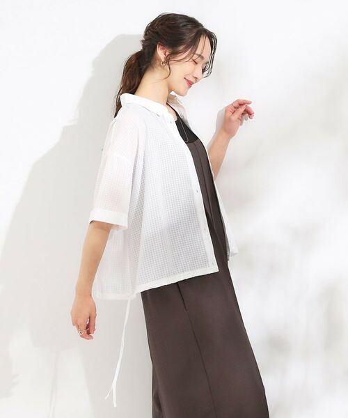 SHOO・LA・RUE / シューラルー シャツ・ブラウス | シルエット変化を楽しめる シアーチェックドロストシャツ | 詳細2