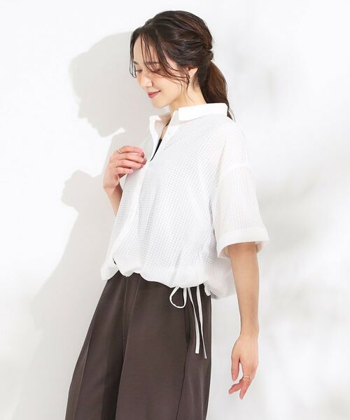 SHOO・LA・RUE / シューラルー シャツ・ブラウス | シルエット変化を楽しめる シアーチェックドロストシャツ | 詳細4