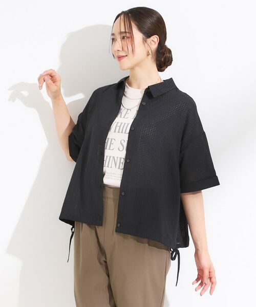 SHOO・LA・RUE / シューラルー シャツ・ブラウス | シルエット変化を楽しめる シアーチェックドロストシャツ | 詳細8