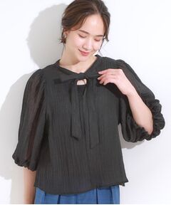 SHOO・LA・RUE / シューラルー シャツ・ブラウス | 【S-LL/前後2WAY】バルーンスリーブが華やか こなれ見えシアーブラウス