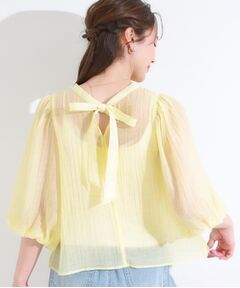 SHOO・LA・RUE / シューラルー シャツ・ブラウス | 【S-LL/前後2WAY】バルーンスリーブが華やか こなれ見えシアーブラウス