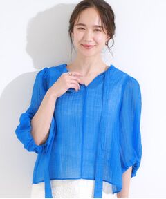 SHOO・LA・RUE / シューラルー シャツ・ブラウス | 【S-LL/前後2WAY】バルーンスリーブが華やか こなれ見えシアーブラウス