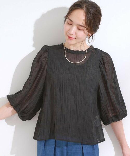 SHOO・LA・RUE / シューラルー シャツ・ブラウス | 【S-LL/前後2WAY】バルーンスリーブが華やか こなれ見えシアーブラウス | 詳細1