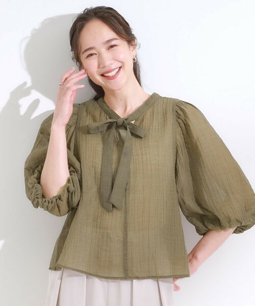 SHOO・LA・RUE / シューラルー シャツ・ブラウス | 【S-LL/前後2WAY】バルーンスリーブが華やか こなれ見えシアーブラウス | 詳細10