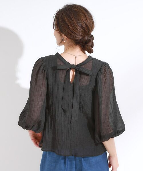 SHOO・LA・RUE / シューラルー シャツ・ブラウス | 【S-LL/前後2WAY】バルーンスリーブが華やか こなれ見えシアーブラウス | 詳細2