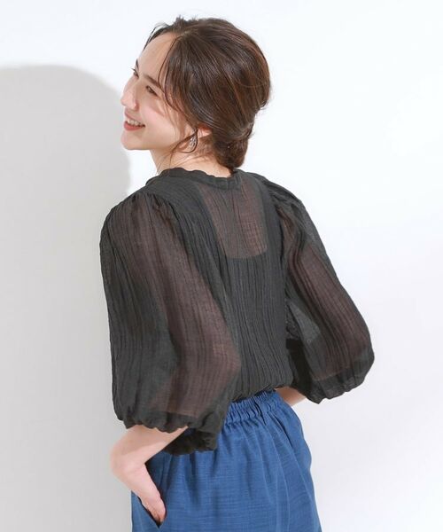 SHOO・LA・RUE / シューラルー シャツ・ブラウス | 【S-LL/前後2WAY】バルーンスリーブが華やか こなれ見えシアーブラウス | 詳細4