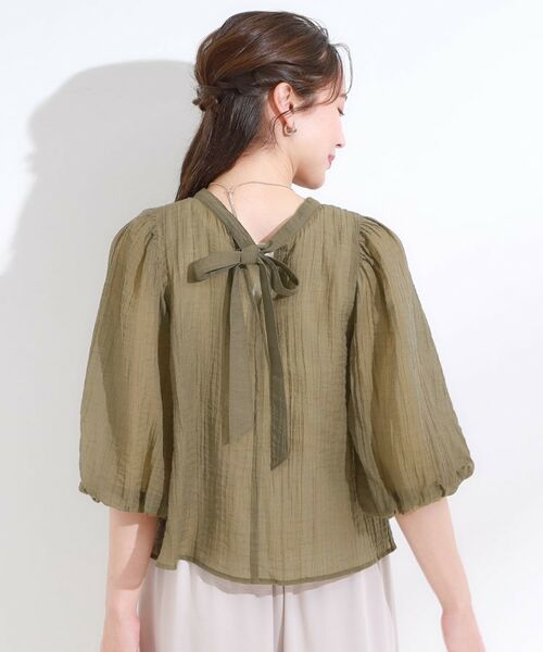 SHOO・LA・RUE / シューラルー シャツ・ブラウス | 【S-LL/前後2WAY】バルーンスリーブが華やか こなれ見えシアーブラウス | 詳細9