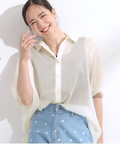 SHOO・LA・RUE / シューラルー シャツ・ブラウス | 大人のシアー感 ラメが華やかな楊柳ポンチョシャツ