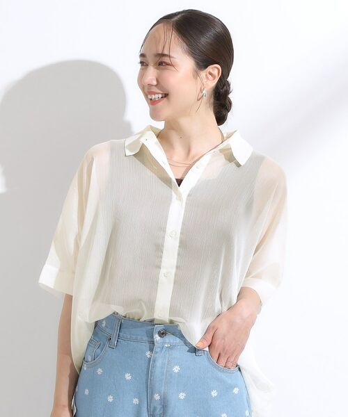 SHOO・LA・RUE / シューラルー シャツ・ブラウス | 大人のシアー感 ラメが華やかな楊柳ポンチョシャツ | 詳細1