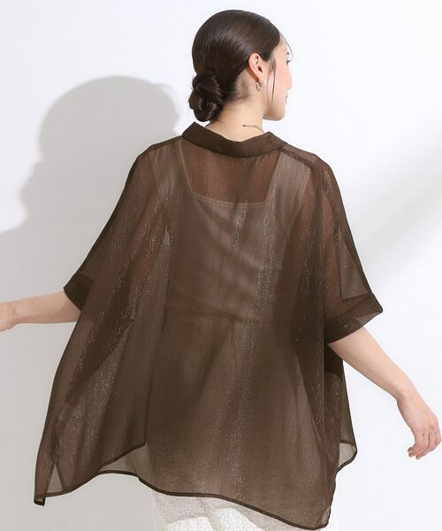 SHOO・LA・RUE / シューラルー シャツ・ブラウス | 大人のシアー感 ラメが華やかな楊柳ポンチョシャツ | 詳細10