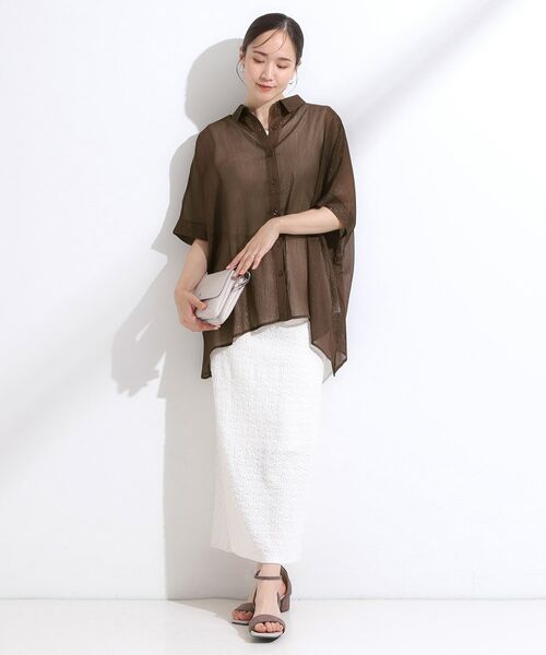 SHOO・LA・RUE / シューラルー シャツ・ブラウス | 大人のシアー感 ラメが華やかな楊柳ポンチョシャツ | 詳細11