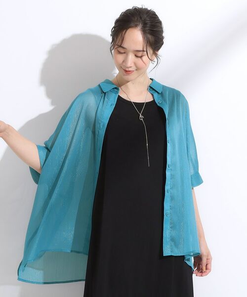 SHOO・LA・RUE / シューラルー シャツ・ブラウス | 大人のシアー感 ラメが華やかな楊柳ポンチョシャツ | 詳細13