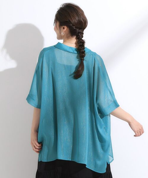 SHOO・LA・RUE / シューラルー シャツ・ブラウス | 大人のシアー感 ラメが華やかな楊柳ポンチョシャツ | 詳細14