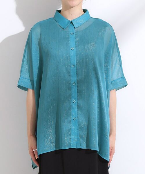 SHOO・LA・RUE / シューラルー シャツ・ブラウス | 大人のシアー感 ラメが華やかな楊柳ポンチョシャツ | 詳細17