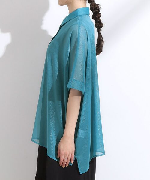 SHOO・LA・RUE / シューラルー シャツ・ブラウス | 大人のシアー感 ラメが華やかな楊柳ポンチョシャツ | 詳細18