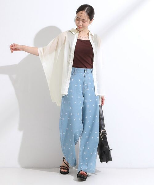 SHOO・LA・RUE / シューラルー シャツ・ブラウス | 大人のシアー感 ラメが華やかな楊柳ポンチョシャツ | 詳細3