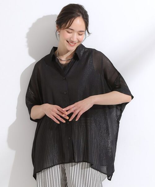 SHOO・LA・RUE / シューラルー シャツ・ブラウス | 大人のシアー感 ラメが華やかな楊柳ポンチョシャツ | 詳細5
