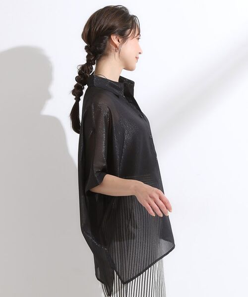 SHOO・LA・RUE / シューラルー シャツ・ブラウス | 大人のシアー感 ラメが華やかな楊柳ポンチョシャツ | 詳細6