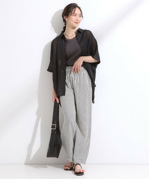 SHOO・LA・RUE / シューラルー シャツ・ブラウス | 大人のシアー感 ラメが華やかな楊柳ポンチョシャツ | 詳細7