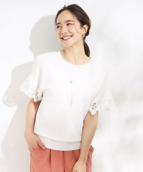 SHOO・LA・RUE / シューラルー ニット・セーター | 【S-LL/ひんやり/UV/】大人上品な お袖レースニット | 詳細1