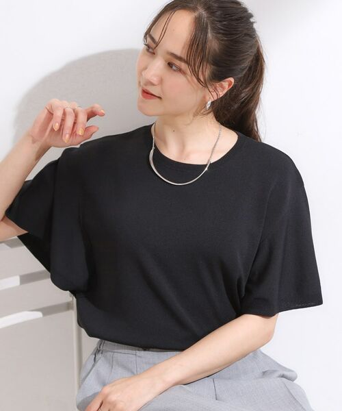 SHOO・LA・RUE / シューラルー ニット・セーター | 【ひんやり/S-LL】女性らしさ溢れる フレアスリーブニット(ブラック(019))