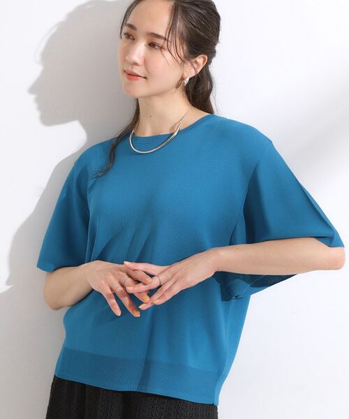 SHOO・LA・RUE / シューラルー ニット・セーター | 【ひんやり/S-LL】女性らしさ溢れる フレアスリーブニット(ブルー(093))