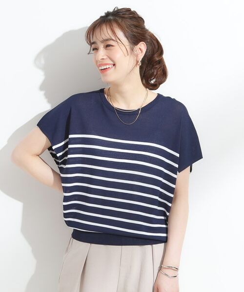 SHOO・LA・RUE / シューラルー ニット・セーター | 【ひんやり/S-LL】さらさらな肌触りが心地よい フレンチスリーブニット | 詳細1