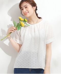 SHOO・LA・RUE / シューラルー カットソー | 【S-LL】大人の上品な甘さ 刺繍レース切り替えトップス