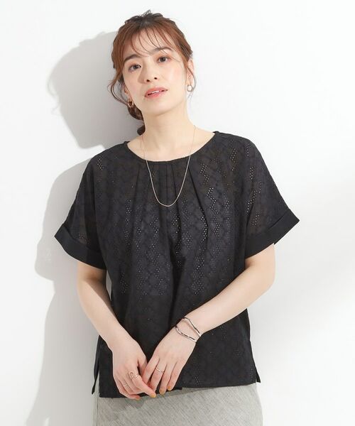 SHOO・LA・RUE / シューラルー カットソー | 【S-LL】大人の上品な甘さ 刺繍レース切り替えトップス | 詳細1