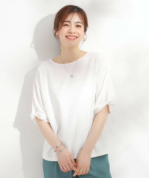 SHOO・LA・RUE / シューラルー カットソー | 【ひんやり/洗える/S-LL】袖ねじりシルケットトップス | 詳細1