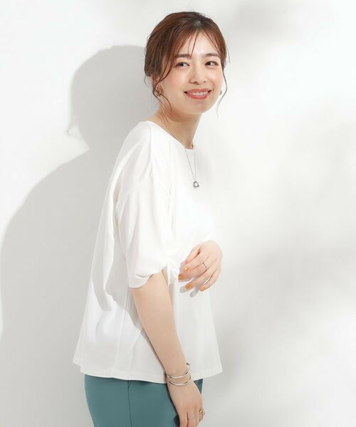 SHOO・LA・RUE / シューラルー カットソー | 【ひんやり/洗える/S-LL】袖ねじりシルケットトップス | 詳細2