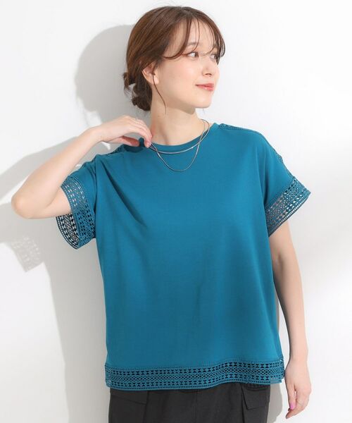 SHOO・LA・RUE / シューラルー カットソー | 【S-LL/ひんやり】インせず決まる 楽してきれいなレース付きトップス | 詳細13