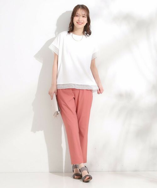 SHOO・LA・RUE / シューラルー カットソー | 【S-LL/ひんやり】インせず決まる 楽してきれいなレース付きトップス | 詳細3