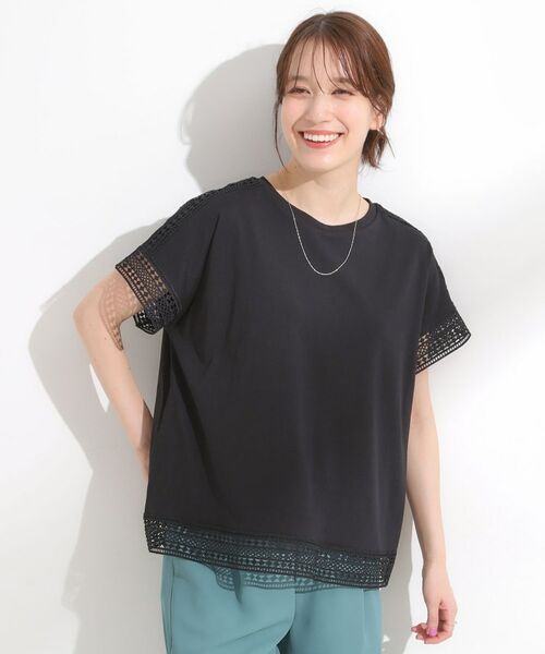 SHOO・LA・RUE / シューラルー カットソー | 【S-LL/ひんやり】インせず決まる 楽してきれいなレース付きトップス | 詳細5