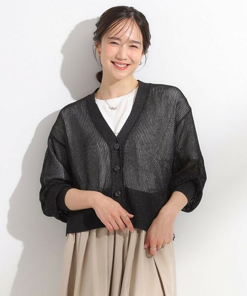 SHOO・LA・RUE / シューラルー カーディガン・ボレロ | キラッと光るラメとスパンコールが印象的 メッシュカーディガン | 詳細1