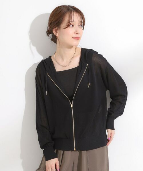 SHOO・LA・RUE / シューラルー カーディガン・ボレロ | 冷房対策にも 上品なシアー感のニットパーカ | 詳細1