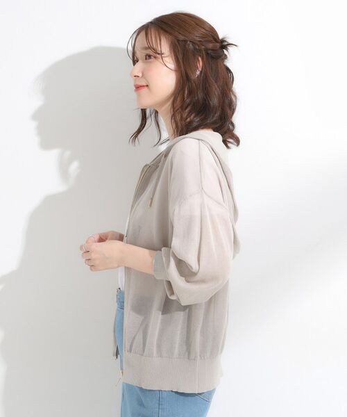 SHOO・LA・RUE / シューラルー カーディガン・ボレロ | 冷房対策にも 上品なシアー感のニットパーカ | 詳細6