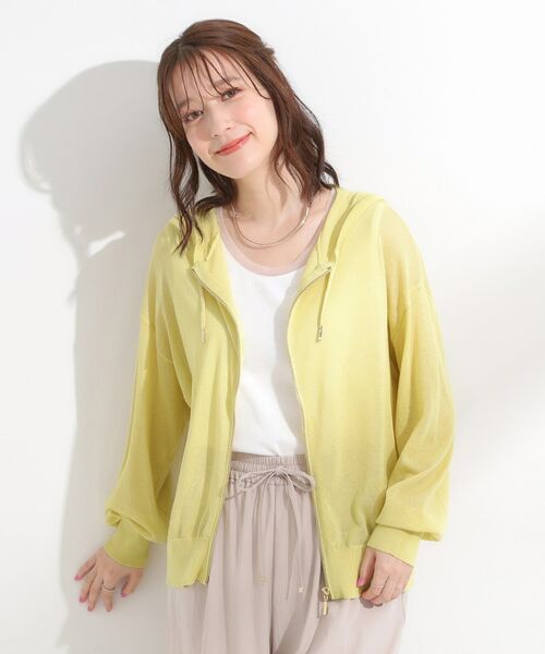 SHOO・LA・RUE / シューラルー カーディガン・ボレロ | 冷房対策にも 上品なシアー感のニットパーカ | 詳細9