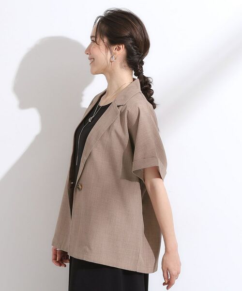 SHOO・LA・RUE / シューラルー テーラードジャケット | 【S-LL】さらりと着たい大人のための 麻調半袖ジャケット | 詳細10