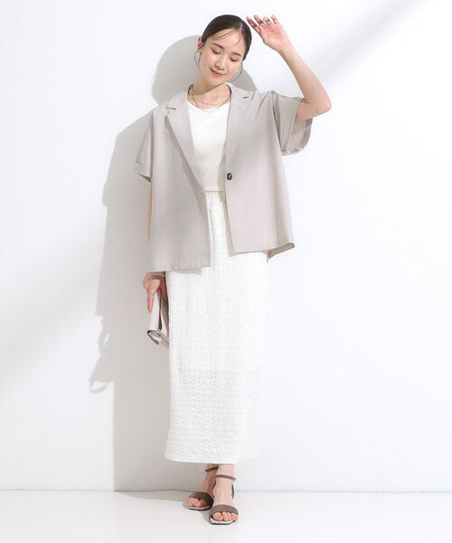 SHOO・LA・RUE / シューラルー テーラードジャケット | 【S-LL】さらりと着たい大人のための 麻調半袖ジャケット | 詳細3
