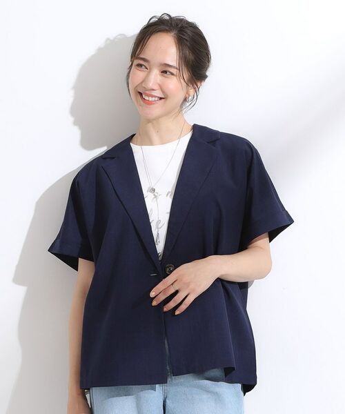 SHOO・LA・RUE / シューラルー テーラードジャケット | 【S-LL】さらりと着たい大人のための 麻調半袖ジャケット | 詳細5