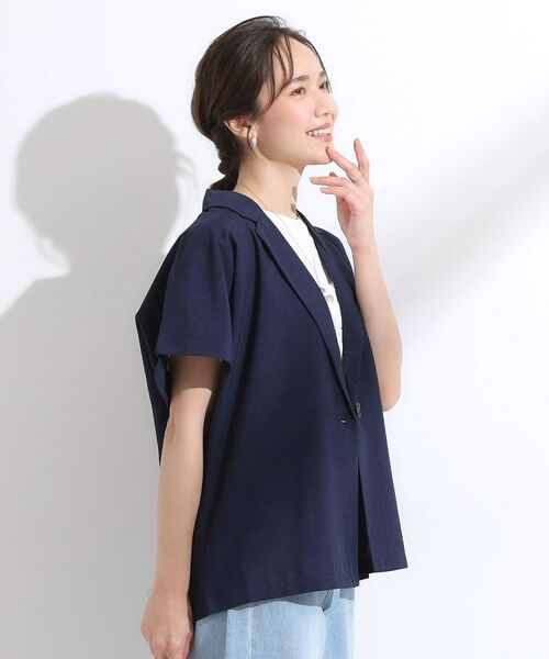 SHOO・LA・RUE / シューラルー テーラードジャケット | 【S-LL】さらりと着たい大人のための 麻調半袖ジャケット | 詳細6